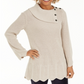 Style & Co Women's Envelope Neck Scalloped Edge Sweater Beige Size Petite M