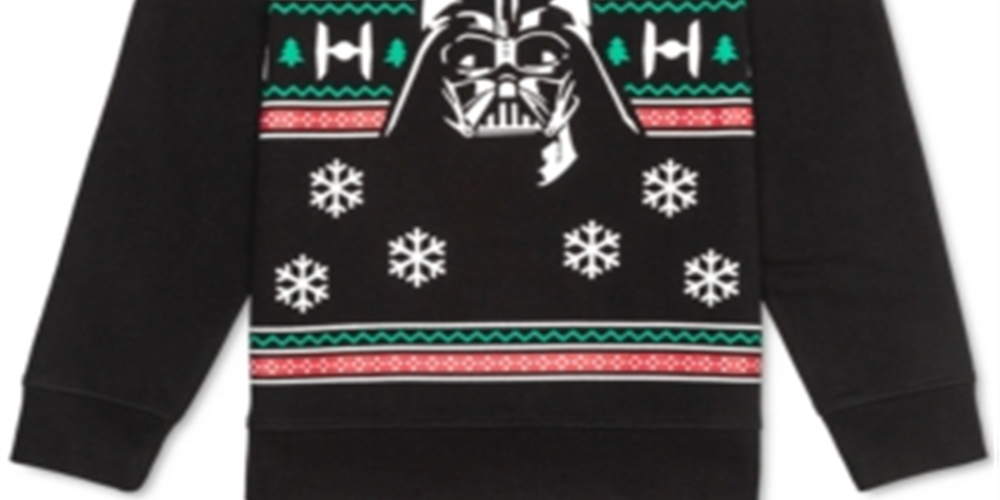 Star Wars Big Boy's Darth Vader Holiday Sweatshirt Black Size Small