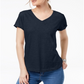 Style & Co Women's V Neck Pocket T-Shirt Blue Size Petite S
