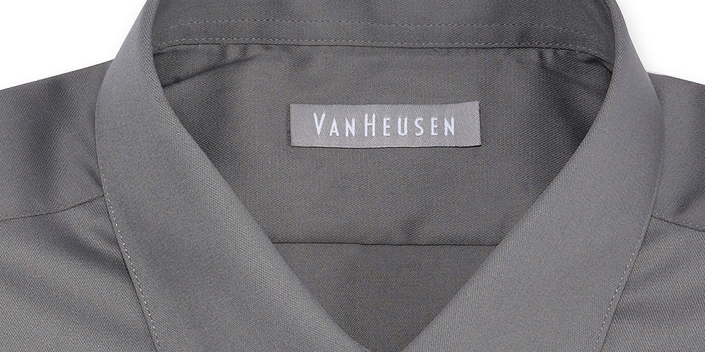 Van Heusen Men's Regular Fit Sateen Dress Shirt  Gray Size 17.5X34-35