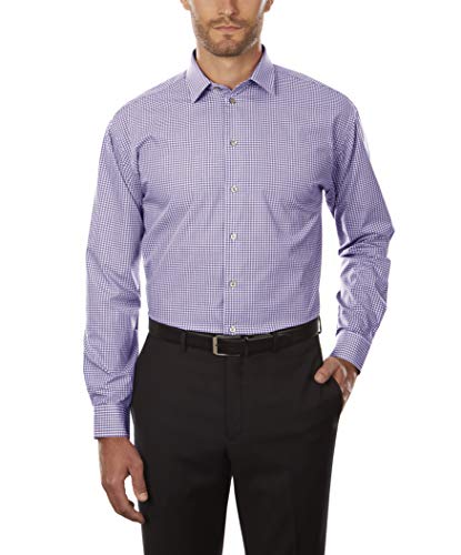 Kenneth Cole Men's Dress Shirt Regular Fit Checks and Stripes Purple Size 17.5x34-35