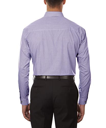 Kenneth Cole Men's Dress Shirt Regular Fit Checks and Stripes Purple Size 17.5x34-35