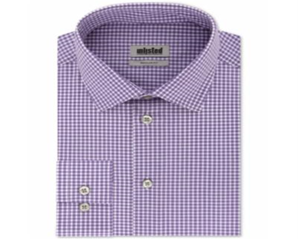 Kenneth Cole Men's Dress Shirt Regular Fit Checks and Stripes Purple Size 17.5x34-35
