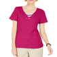 Karen Scott Women's  Lace-up Layered-Look Top  Pink Size XS