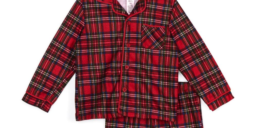 Little Me Girls Plaid Ruffle-Trim Pajama Set Infant Red Size 12 Months