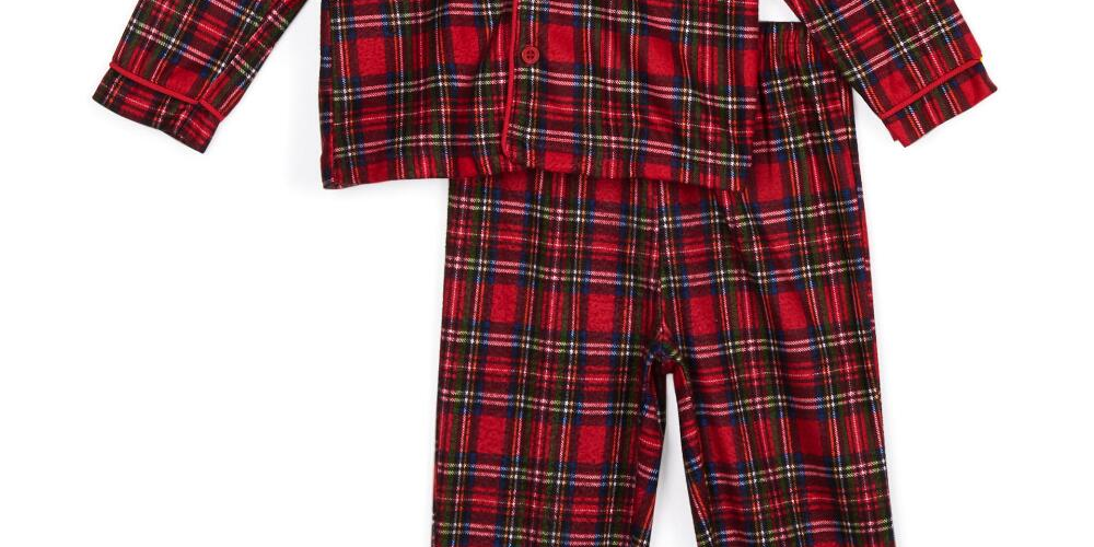 Little Me Girls Plaid Ruffle-Trim Pajama Set Infant Red Size 12 Months