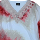 JM Collection Women's Crochet-Trim Printed Poncho To red star grt combo Size  L