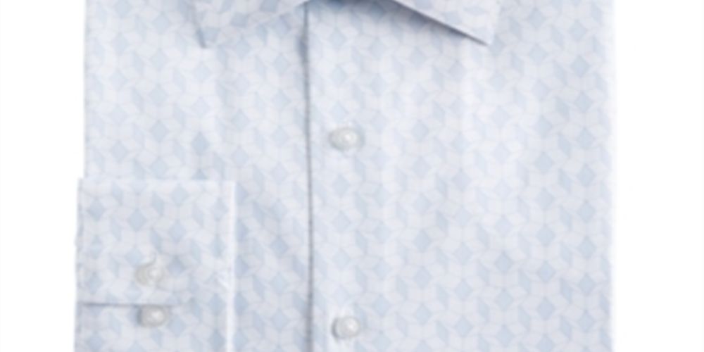 Alfani Men's Regular Fit Geo Print Dress Shirt Blue Size M