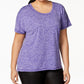 Ideology Women's Plus Heathered T-Shirt -Purple Size 1X