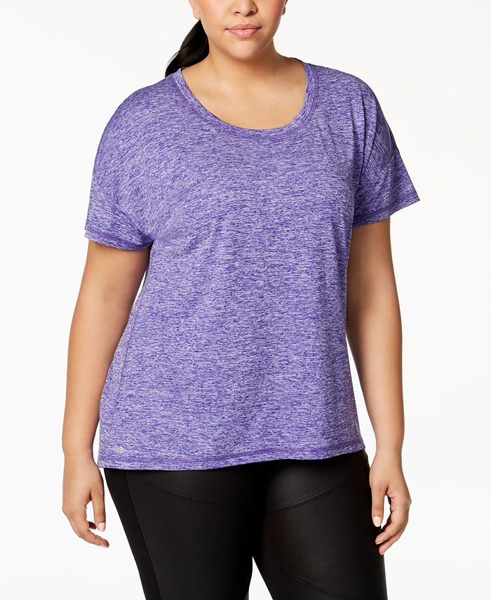 Ideology Women's Plus Heathered T-Shirt -Purple Size 1X