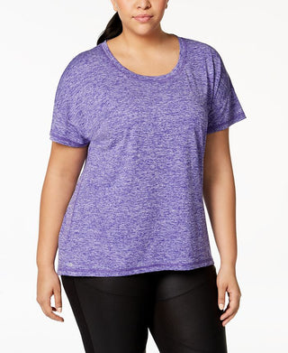 Ideology Women's Plus Heathered T-Shirt -Purple Size 1X
