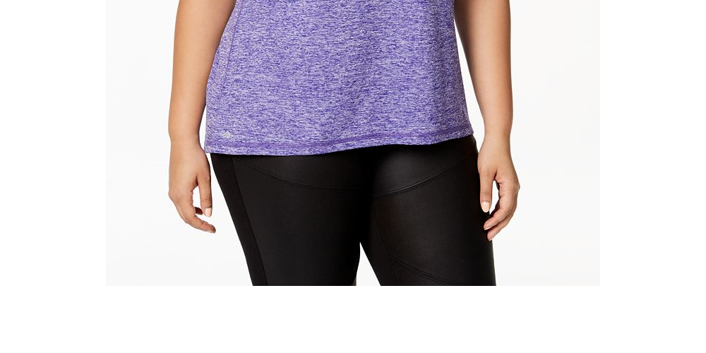 Ideology Women's Plus Heathered T-Shirt -Purple Size 1X