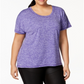 Ideology Women's Plus Heathered T-Shirt -Purple Size 1X