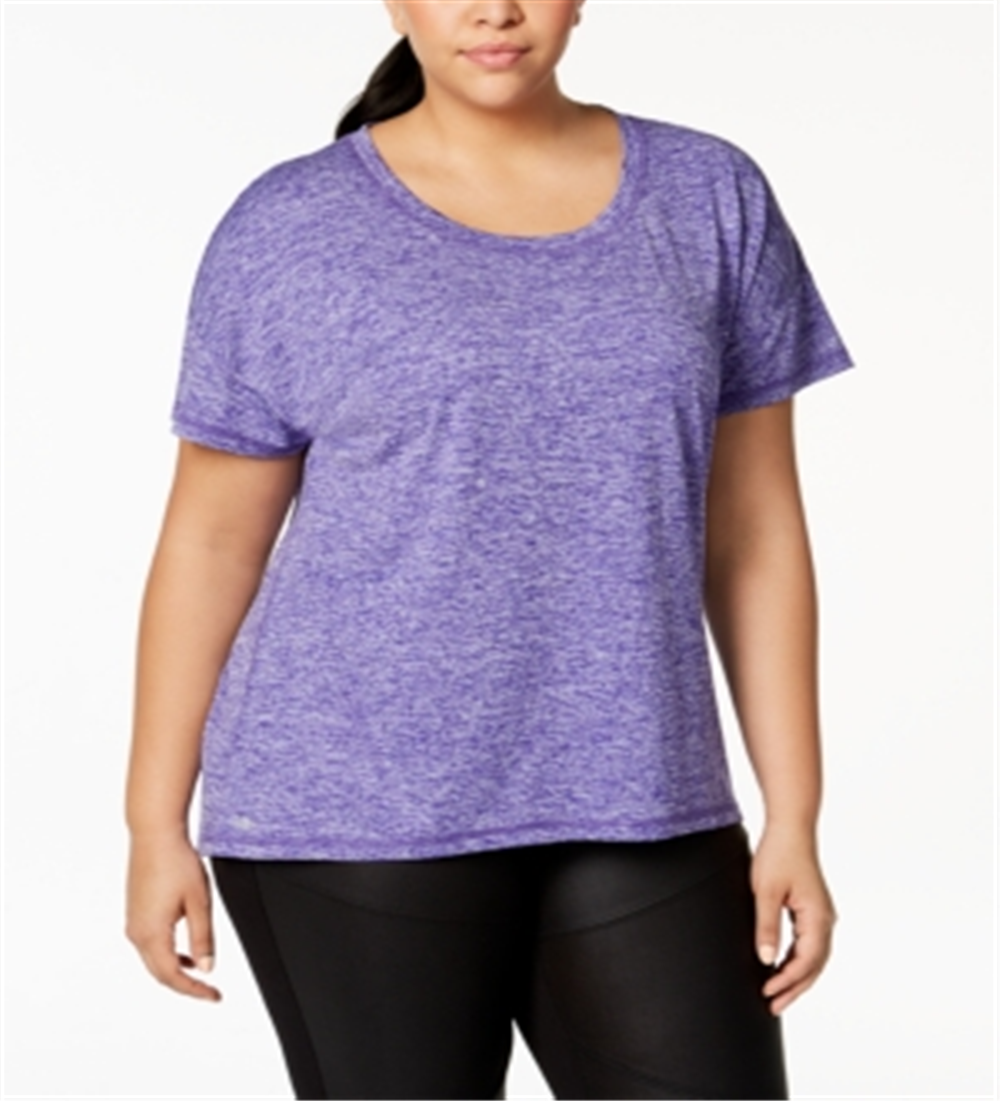 Ideology Women's Plus Heathered T-Shirt -Purple Size 1X