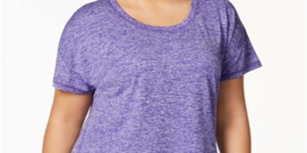 Ideology Women's Plus Heathered T-Shirt -Purple Size 1X