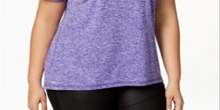 Ideology Women's Plus Heathered T-Shirt -Purple Size 1X