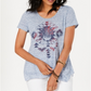 Style & Co Women's Graphic Handkerchief Hem Top Blue Size Petite M
