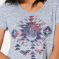 Style & Co Women's Graphic Handkerchief Hem Top Blue Size Petite M