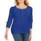 Karen Scott Women's Grommet-Embellished Top Ultra Blue Size XXL