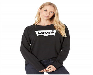 Levi's Women's Long-Sleeve Graphic Crewneck Fleece Black Size XL