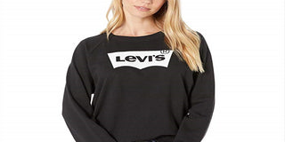 Levi's Women's Long-Sleeve Graphic Crewneck Fleece Black Size XL