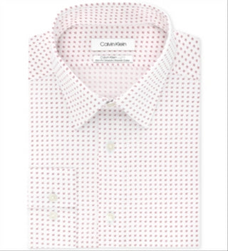 Calvin Klein Men's Stretch Print Dress Shirt Crimson Red Size 16X34-35