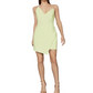 BCBGMAXAZRIA Women's Sleeveless Asymmetrical V-Neck Short Dress, Lime Sherbet Size  12