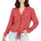 Inc International Concepts Women's Petite Tie-Front Utility Shirt Grapefruit Petite S