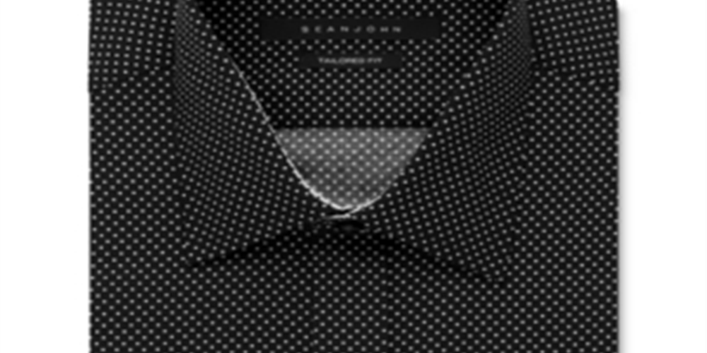 Sean John Men's Polka Dot Formal Dress Shirt Black Size 18.5X34-35