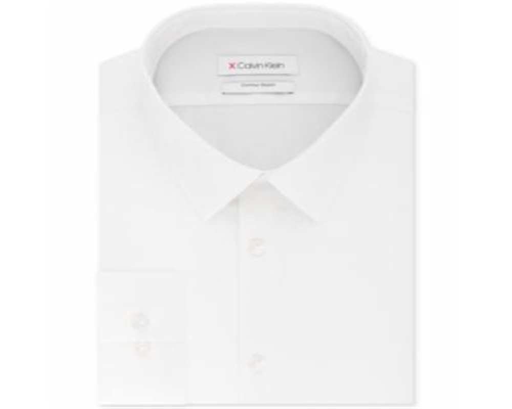 Calvin Klein Men's Extra Slim Fit 360º Contour Stretch Wrinkle Free Solid Dress Shirt White Size 16.5x32-33-L