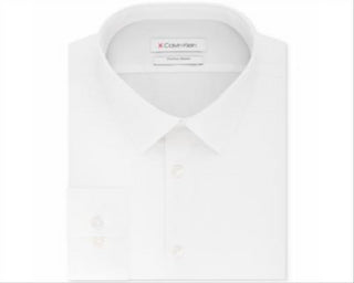 Calvin Klein Men's Extra Slim Fit 360º Contour Stretch Wrinkle Free Solid Dress Shirt White Size 16.5x32-33-L