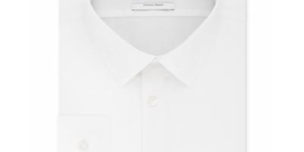 Calvin Klein Men's Extra Slim Fit 360º Contour Stretch Wrinkle Free Solid Dress Shirt White Size 16.5x32-33-L
