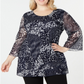 JM Collection Women's Plus Printed Lace Tunic Blue Size 3X