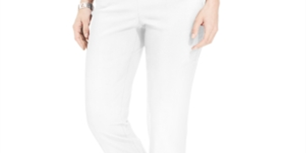 JM Collection Women's Studded Pull-on Pants White Size Petite XS