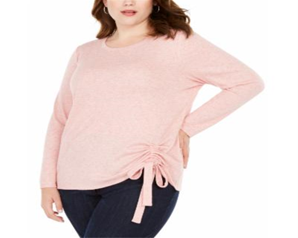 INC International Concepts Women's Plus Drawstring Ruched Top Pink Size 4X