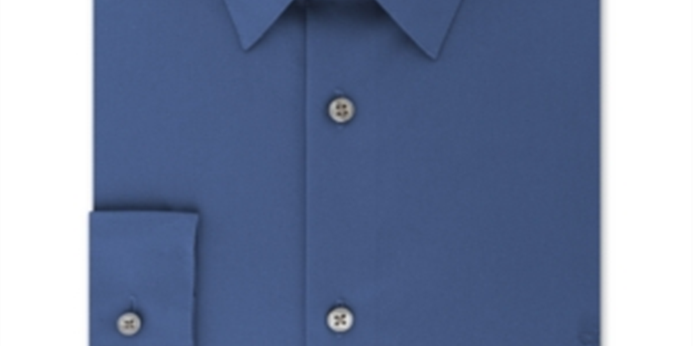 Calvin Klein Men's Slim-Fit Stretch Flex Collar Dress Shirt  Blue Size 15X32-33