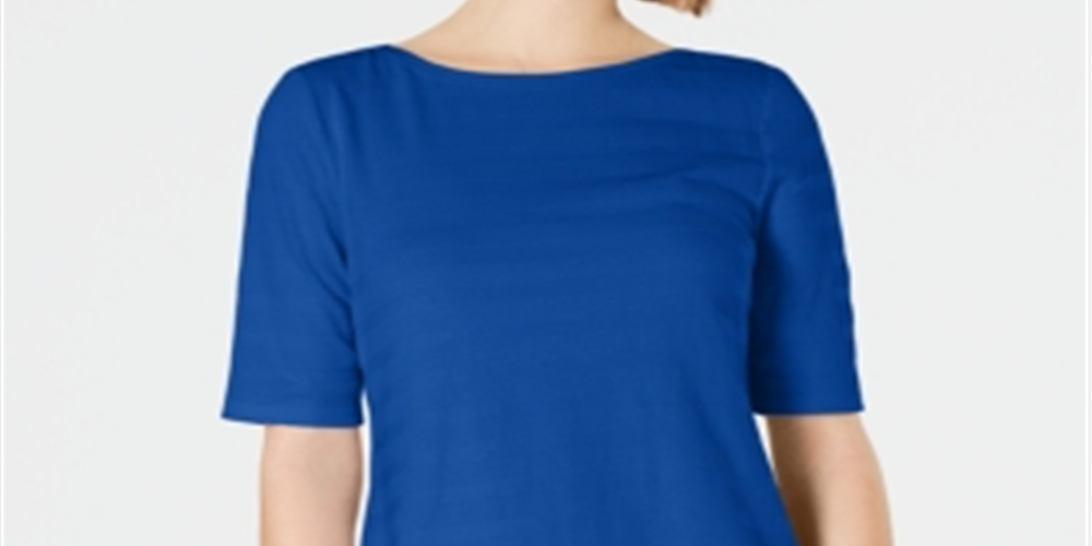 Charter Club Women's Texture-Striped Elbow-Sleeve T Northern Lights Size  L