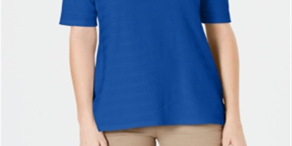 Charter Club Women's Texture-Striped Elbow-Sleeve T Northern Lights Size  L