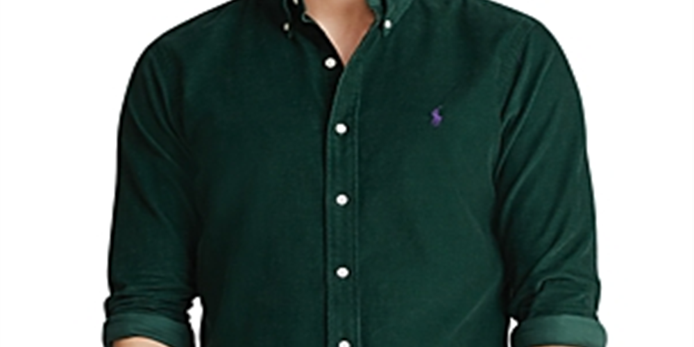 Polo Ralph Lauren Men's Classic Fit Corduroy Shirt Green Size XS