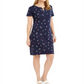 Karen Scott Women's Lace-Up Split-Neck Dress Intrepid Blue Size  S