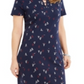 Karen Scott Women's Lace-Up Split-Neck Dress Intrepid Blue Size  S