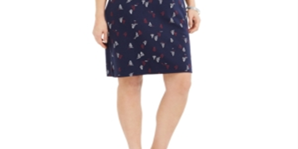Karen Scott Women's Lace-Up Split-Neck Dress Intrepid Blue Size  S