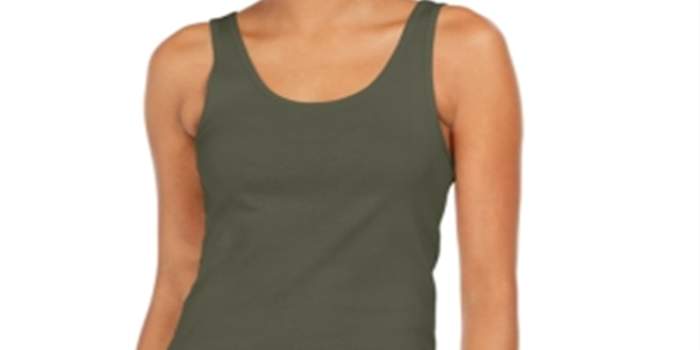 Style & Co Women's Tank Top Olive Sprig XXL