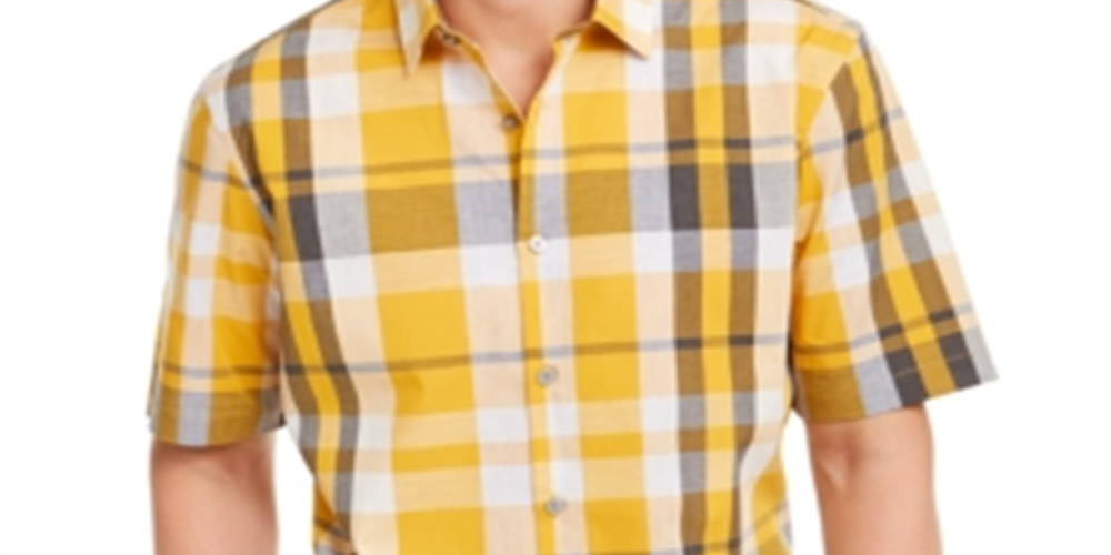 Alfani Men's Printed Shirt  -Treasure Gold Yellow Size Medium