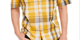 Alfani Men's Printed Shirt  -Treasure Gold Yellow Size Medium