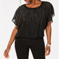 JM Collection Women's Jewel-Embellished Top  Black Size XS