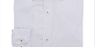 Ryan Seacrest Distinction Men's Slim Fit Non Iron Performance Stretch Check Graph Check Dress Blue Size 18X32X33