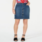 Style & Co Women's Petite Button-Down Denim Skirt  Watch Tower Blue Size 8 P