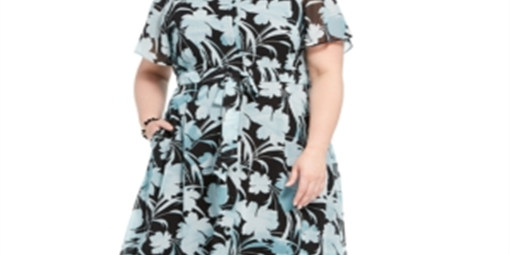 Alfani Women's Printed Shirtdress Blue Size -3X