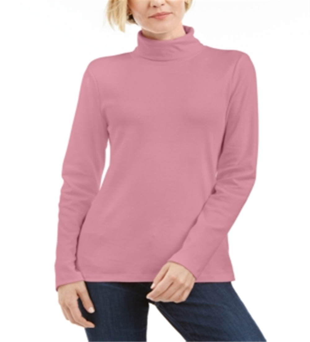 Karen Scott Women's Cotton Turtleneck Top Pink Size X-Large